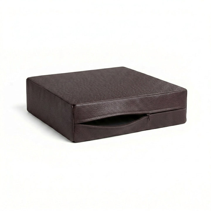 Dark Brown Faux Leather Custom Cushion Cover