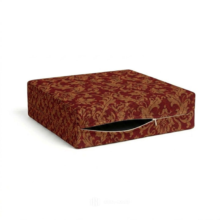 Ruby Red &amp; Gold Damask Custom Cushion Cover