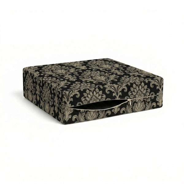 Black & Silver Damask Custom Cushion Cover