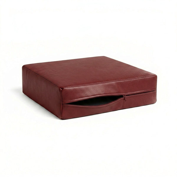 Oxblood Red Faux Leather Custom Cushion Cover