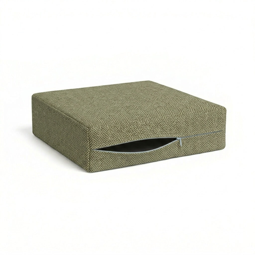 Sage Herringbone premium weave custom cushion cover