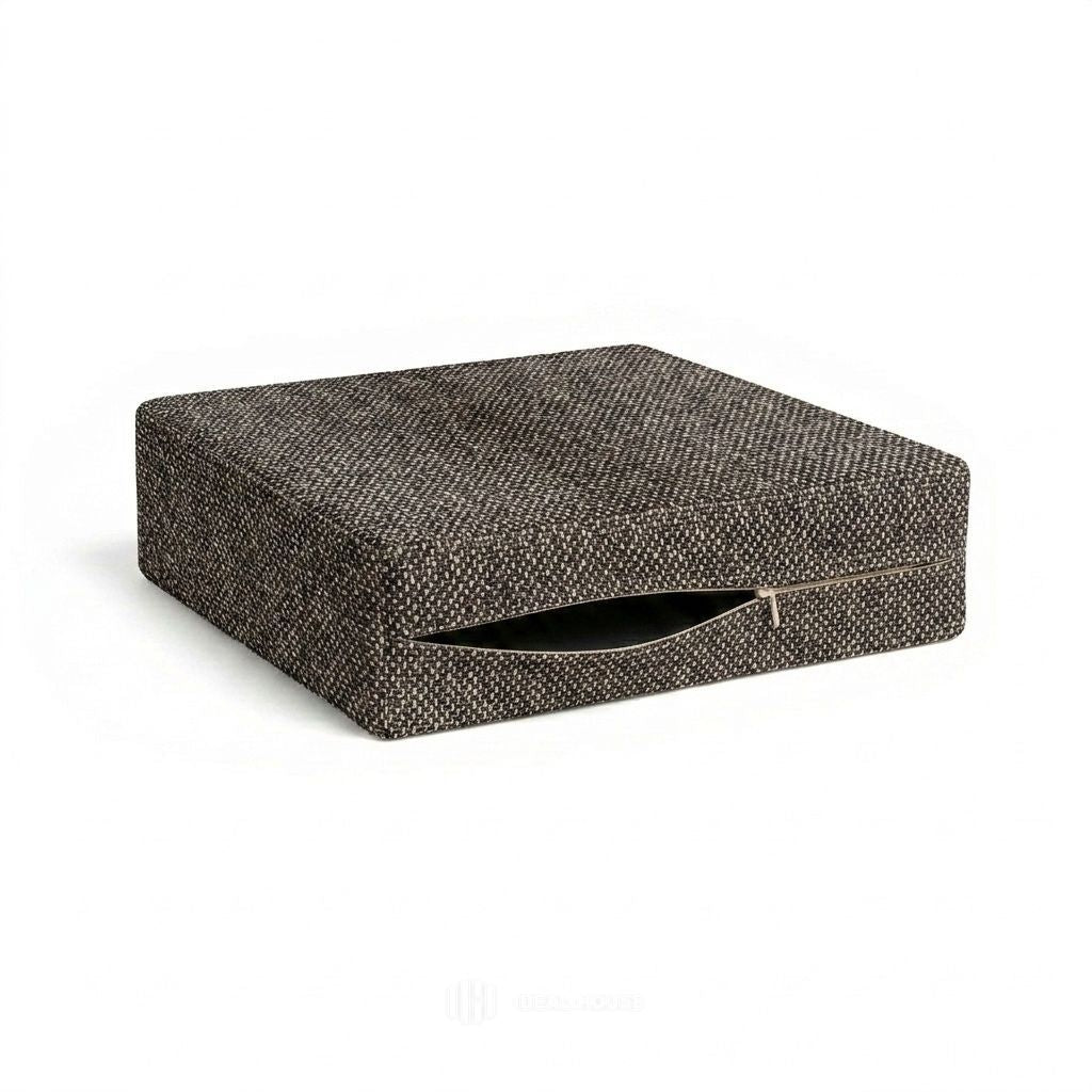 Midnight Charcoal Premium Weave custom cushion cover in midnight charcoal