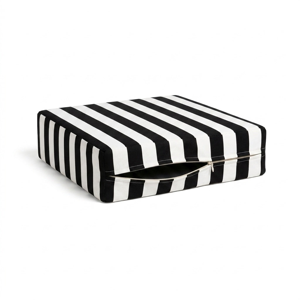 Retro Cabana Back & White Stripe Outdoor Cushion Cover