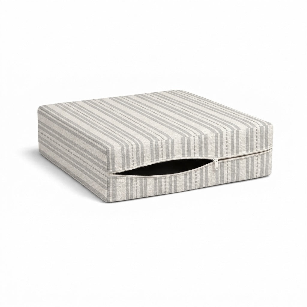 Gray &amp; White Stripe Canvas Custom Cushion Cover