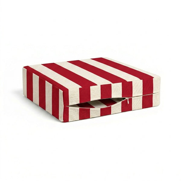 Retro Cabana Red & White Stripe Custom Outdoor Cushion Cover
