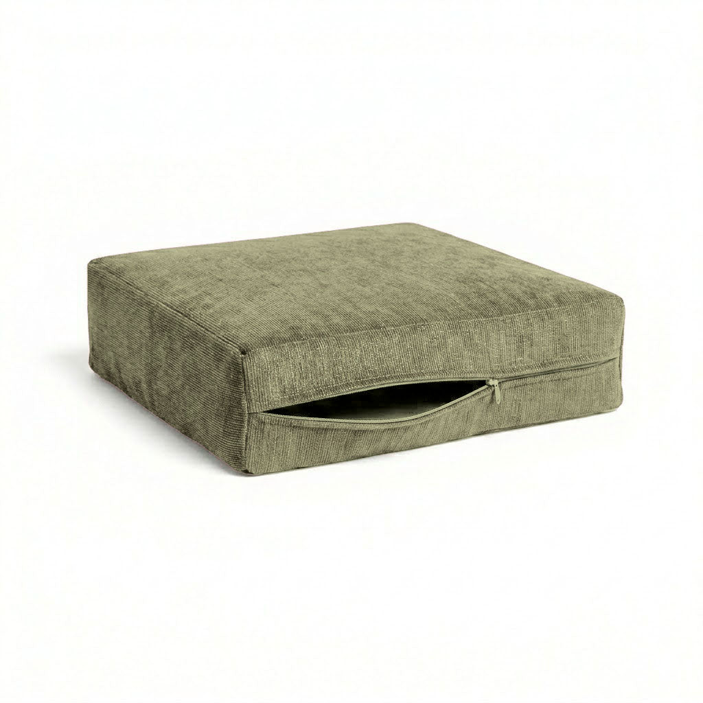 Ultra-soft Olive Green Chenille Custom Cushion Cover
