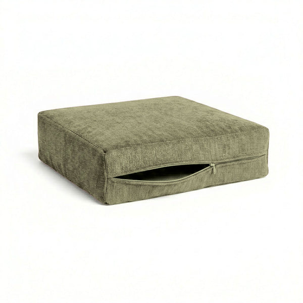 Ultra-soft Olive Green Chenille Custom Cushion Cover