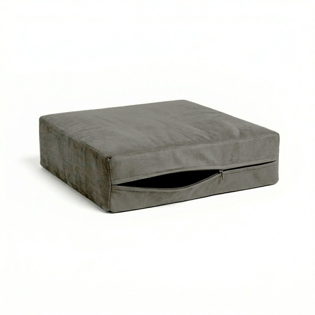 Asphalt Gray Velour Custom Cushion Cover