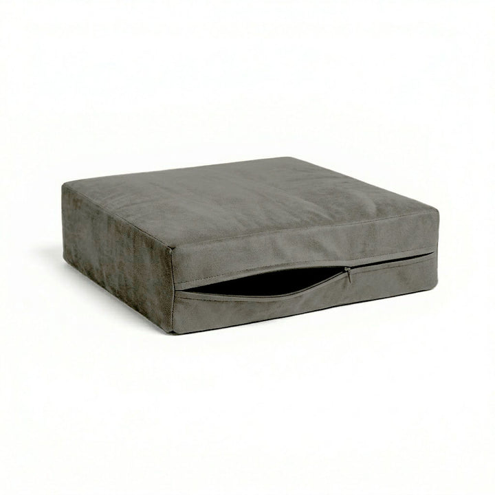 Asphalt Gray Velour Custom Cushion Cover
