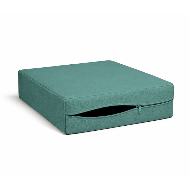 Aqua Blue Faux Leather Custom Cushion Cover