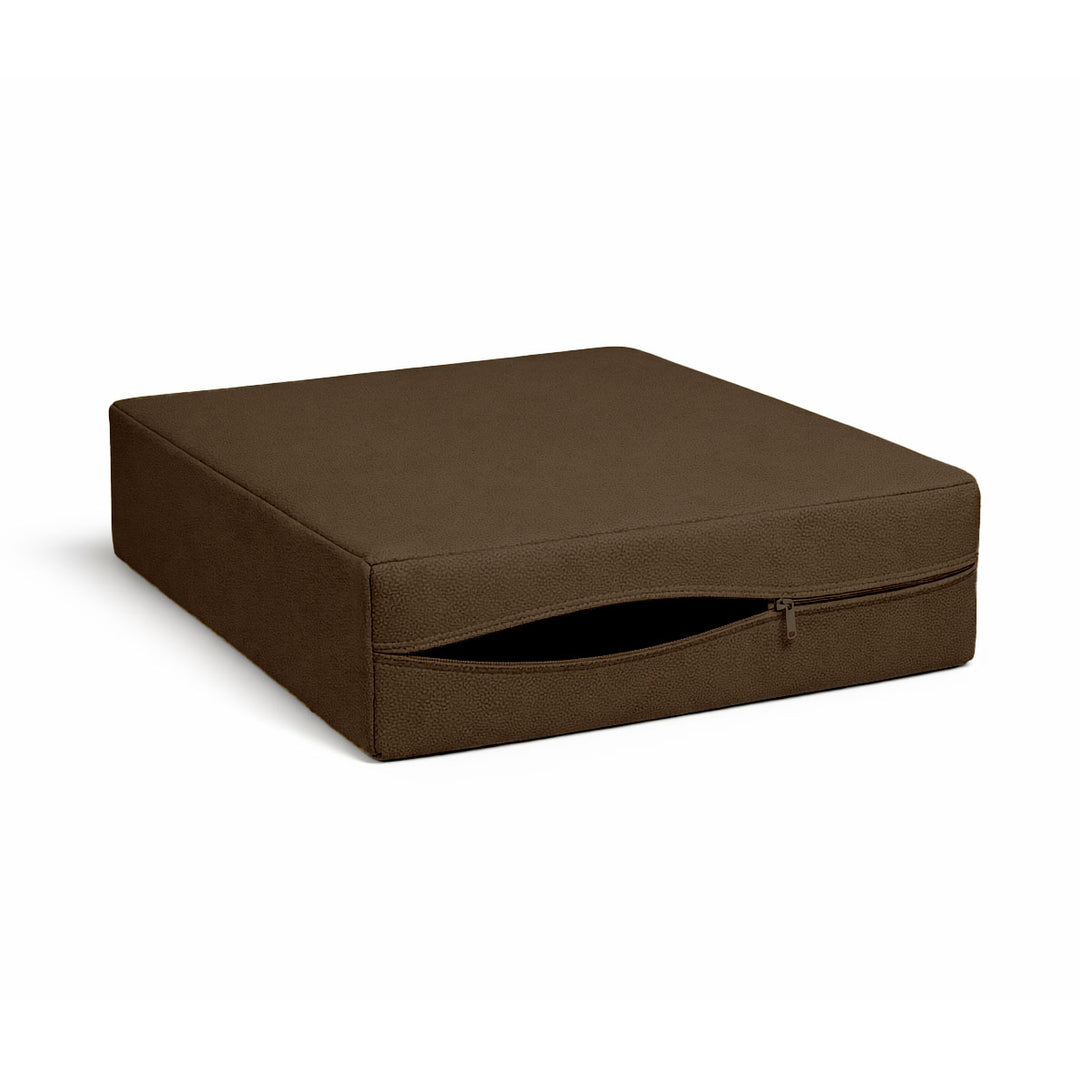 Walnut Brown Faux Leather Custom Cushion Cover
