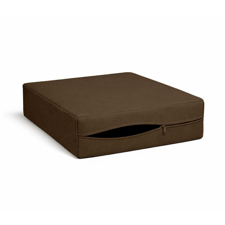 Walnut Brown Faux Leather Custom Cushion Cover