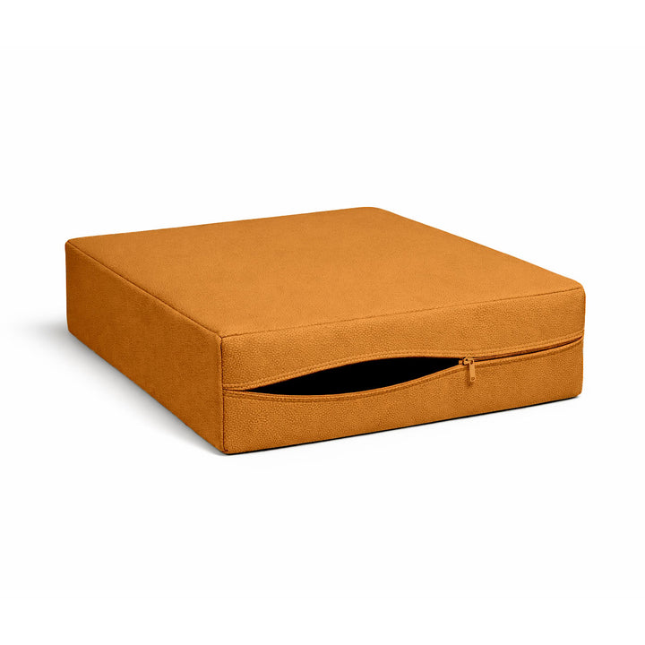 Caramel Brown Faux Leather Custom Cushion Cover