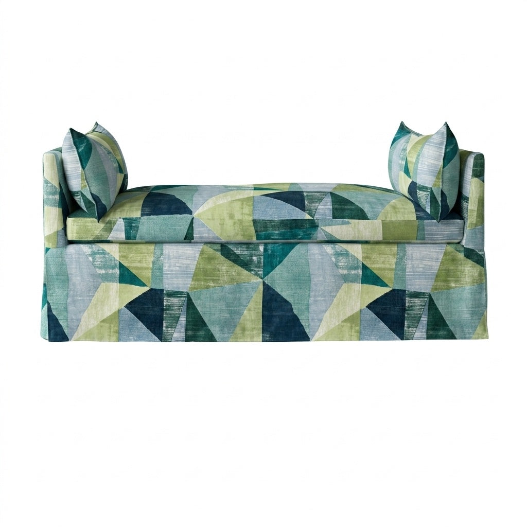 Emerald Mosaic Canvas daybed & mattress cover in emerald green mosaic