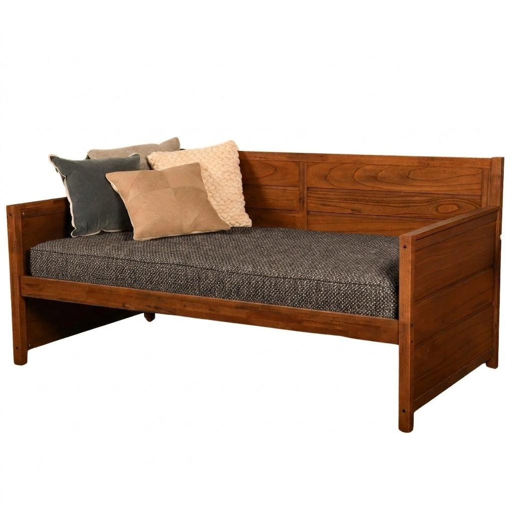 Midnight Charcoal Premium Weave daybed cover shown fitted over a mattress in midnight charcoal