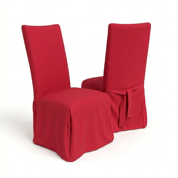Deep Red Performance Twill Custom Dining Chair Cover