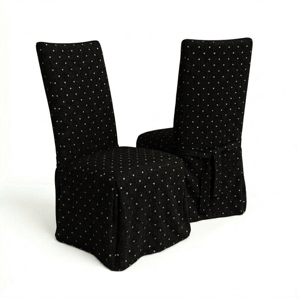 Black Micro Dot Custom Dining Chair Cover