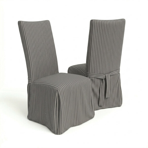 Charcoal Pinstripe Custom Dining Chair Cover