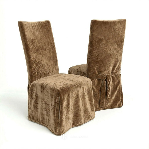 Velvet Cocoa Chenille Custom Dining Chair Cover
