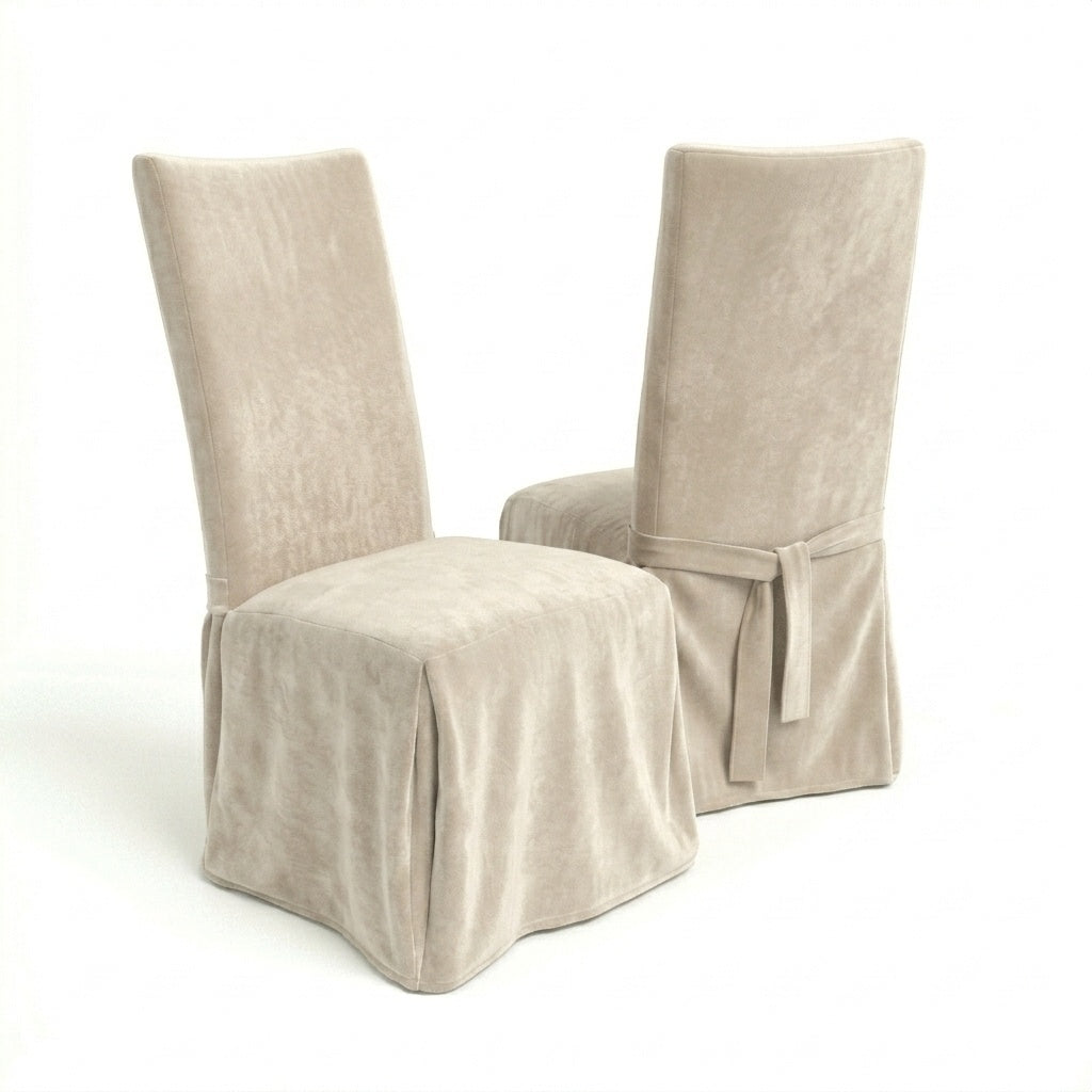 Velvet Cream custom dining chair cover in cream velvet