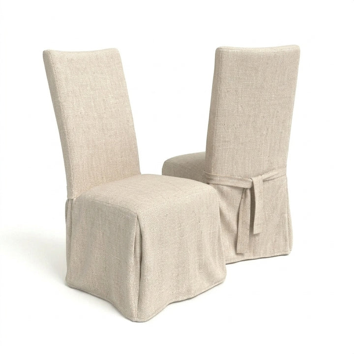 Warm Linen Custom Dining Chair Cover