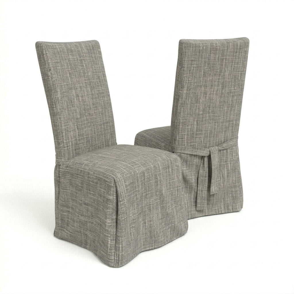 Linen Greige premium weave custom dining chair cover