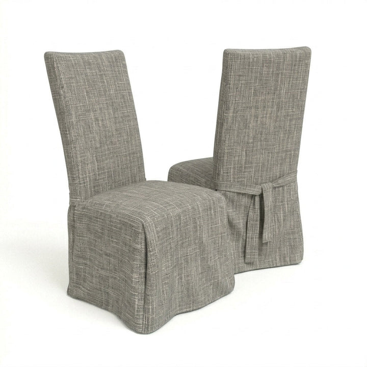 Linen Greige premium weave custom dining chair cover
