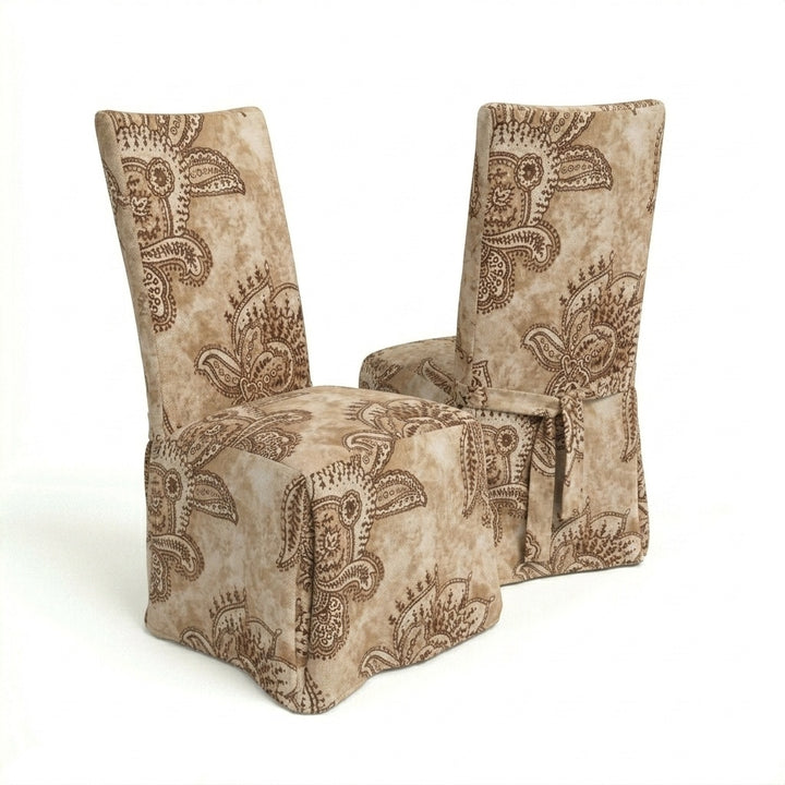 tan and coffee dining chair slipcover