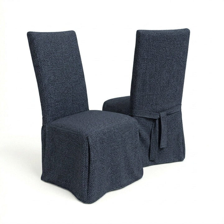Oxford Blue performance weave custom dining chair cover