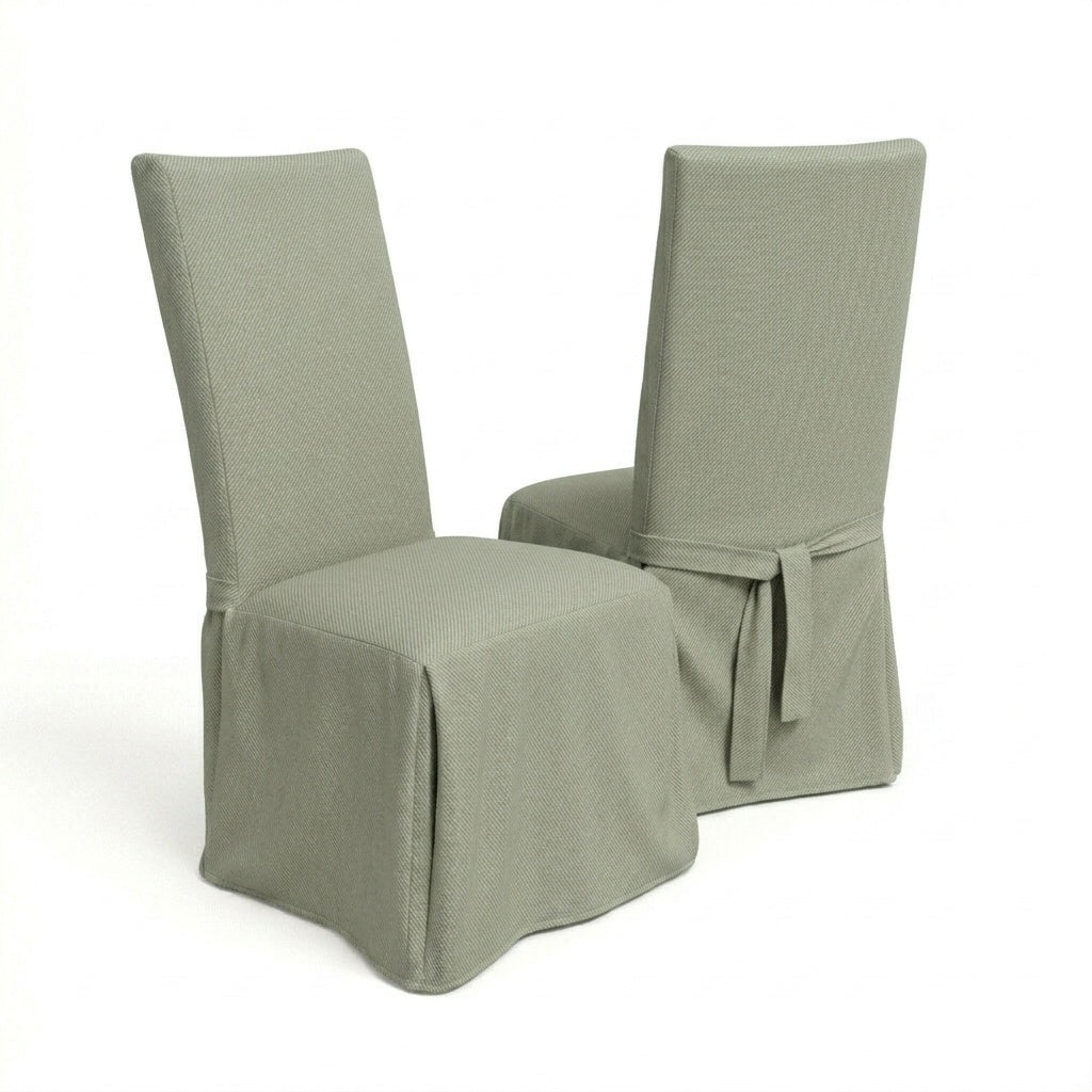 Soft Sage performance weave custom dining chair cover