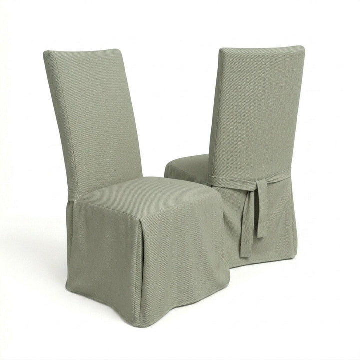 Soft Sage performance weave custom dining chair cover