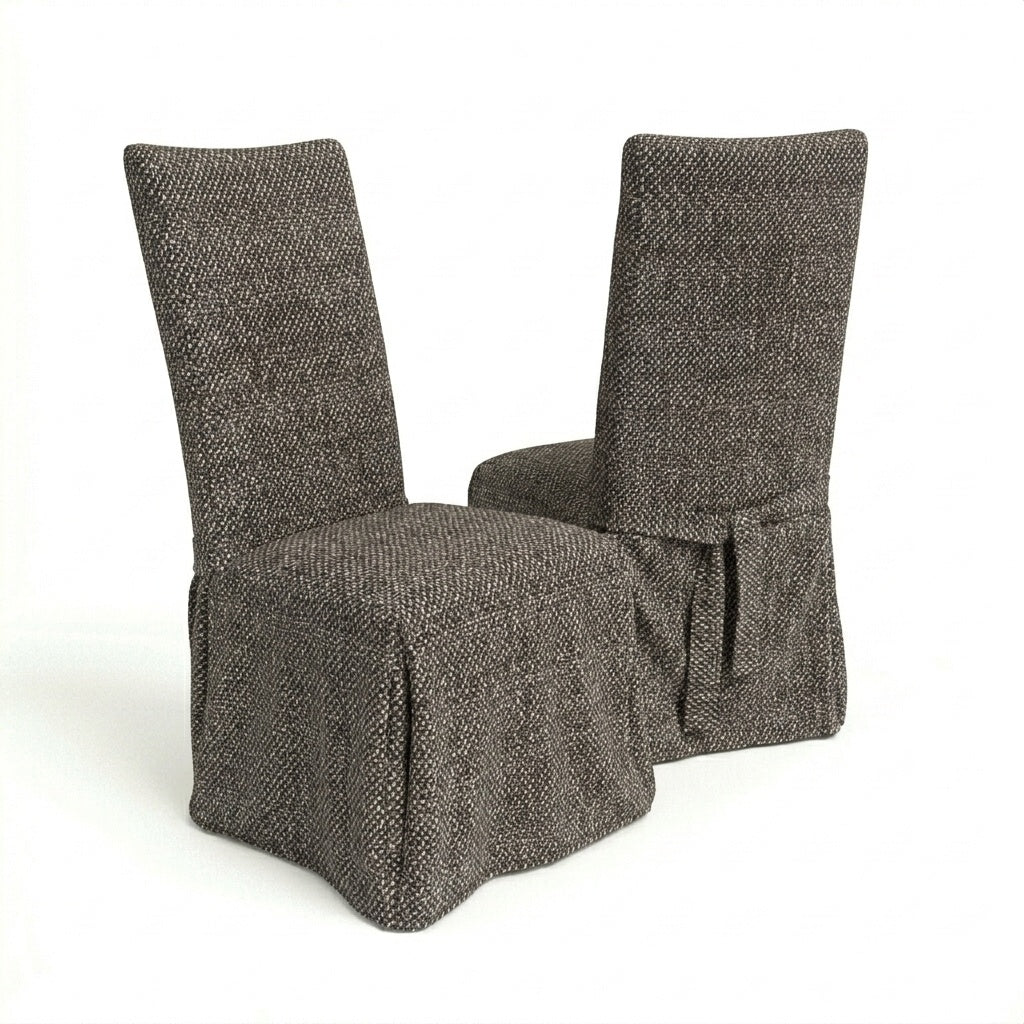 Midnight Charcoal Premium Weave custom dining chair cover in midnight charcoal