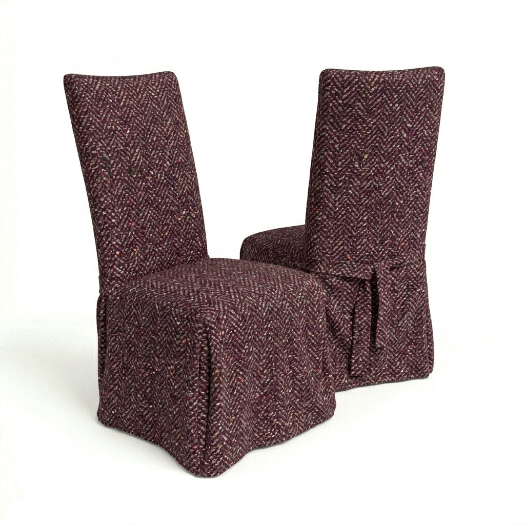 Ruby Cheer Premium Weave custom dining chair cover in ruby red