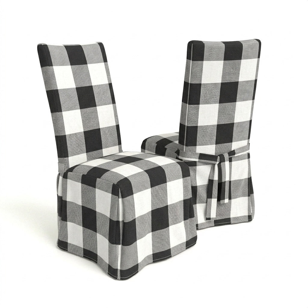 Black &amp; White Buffalo Check Custom Dining Chair Cover