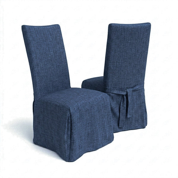 Chambray Blue Custom Dining Chair Cover