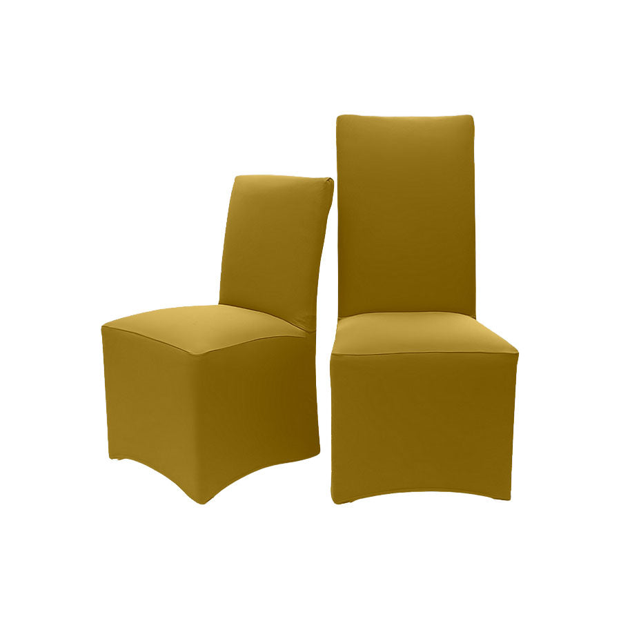 Golden Khaki Stretch Suede Custom Dining Chair Cover