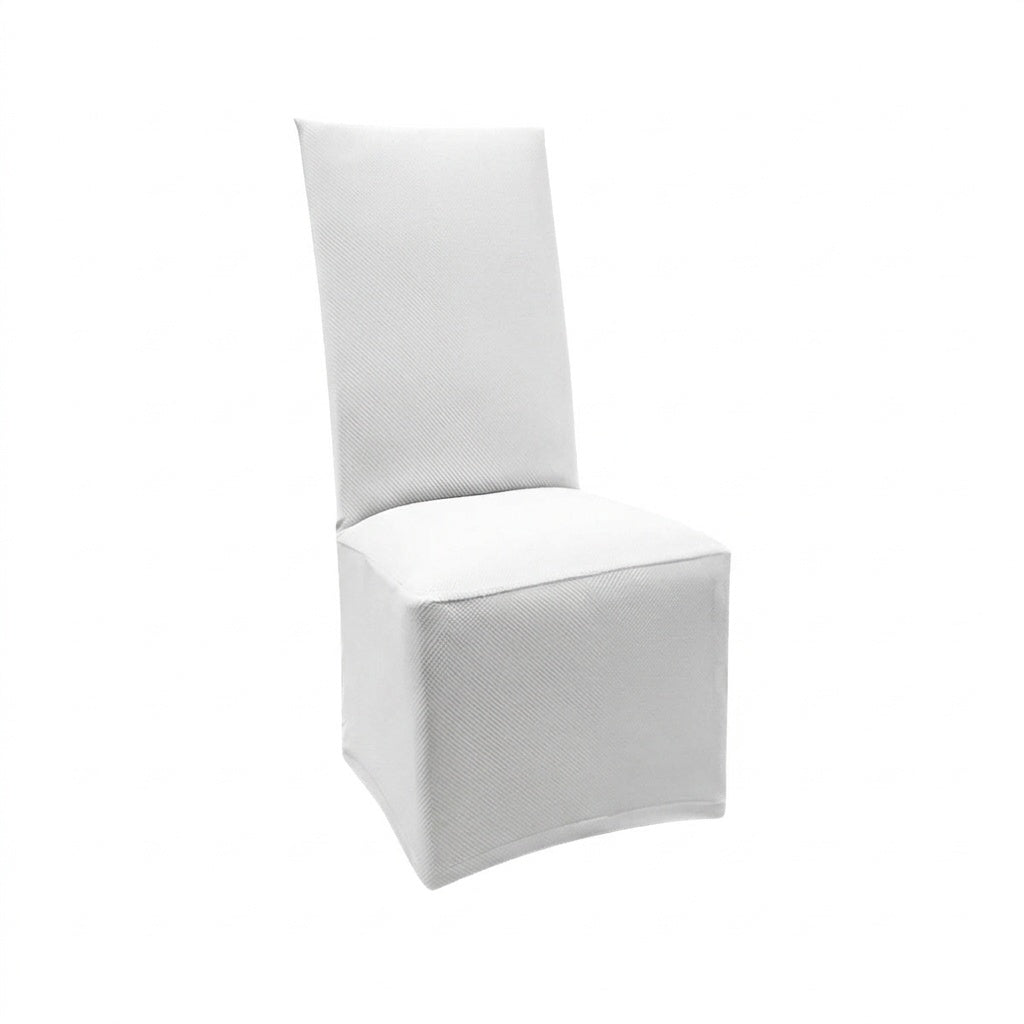 SoftCurve White Twill Custom Dining Chair Cover