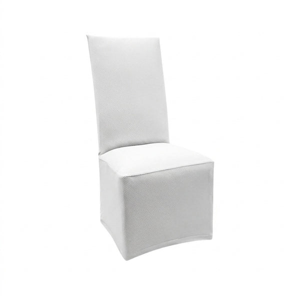 SoftCurve White Twill Custom Dining Chair Cover