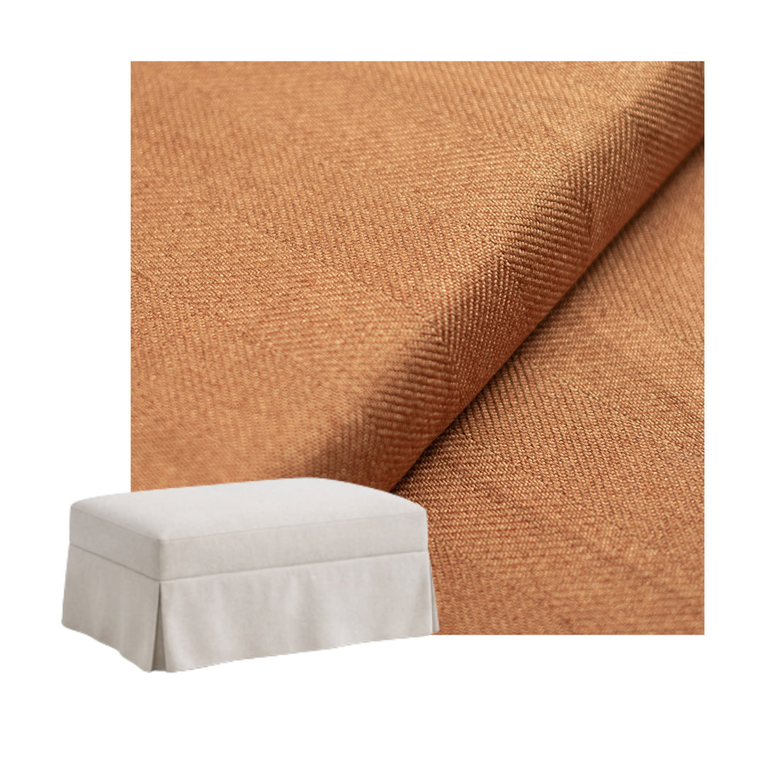 Terracotta Herringbone Weave Custom Ottoman Slipcover
