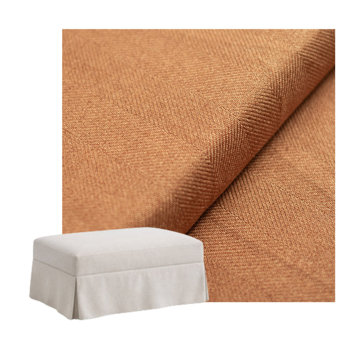 Terracotta Herringbone Weave Custom Ottoman Slipcover