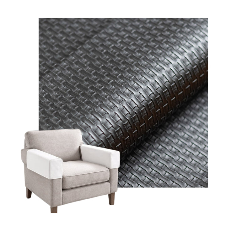 Black Weave Faux Leather Custom Armrest Cover
