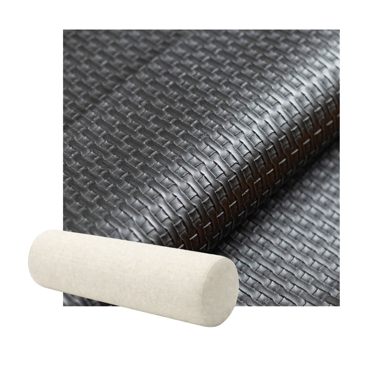 Black Weave Faux Leather Bolster Pillow