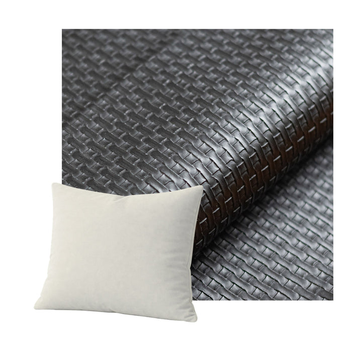 Black Weave Faux Leather Throw Pillow