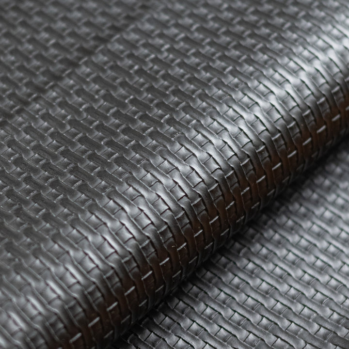 Black Weave Faux Leather Bolster Pillow