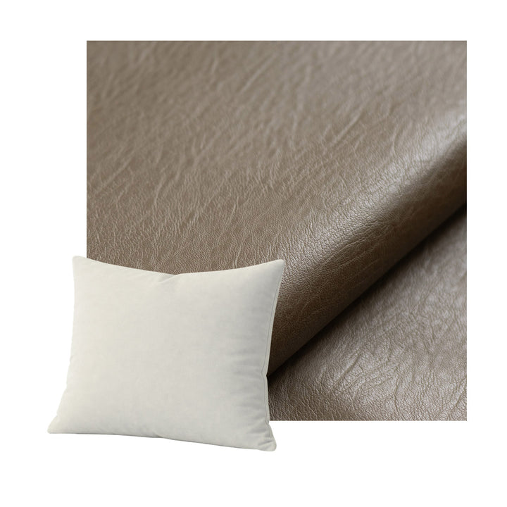 Warm Greige Faux Leather Throw Pillow