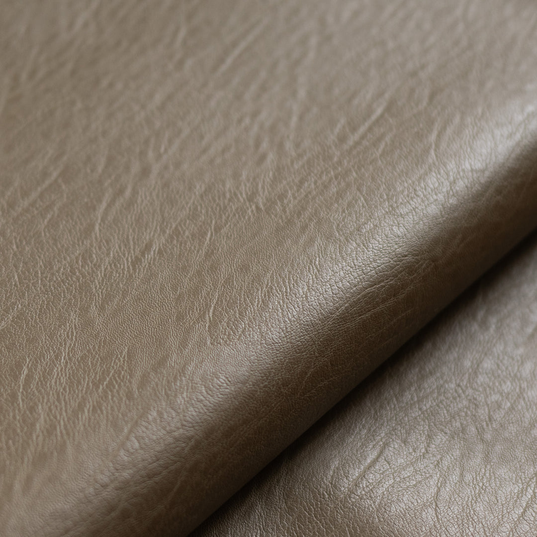 Warm Greige Faux Leather Throw Pillow
