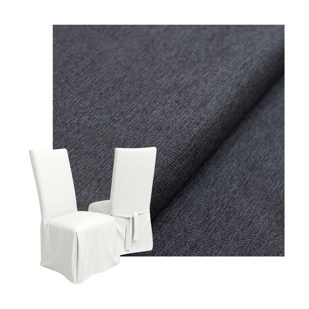 Ultra-soft Charcoal Chenille Custom Dining Chair Cover