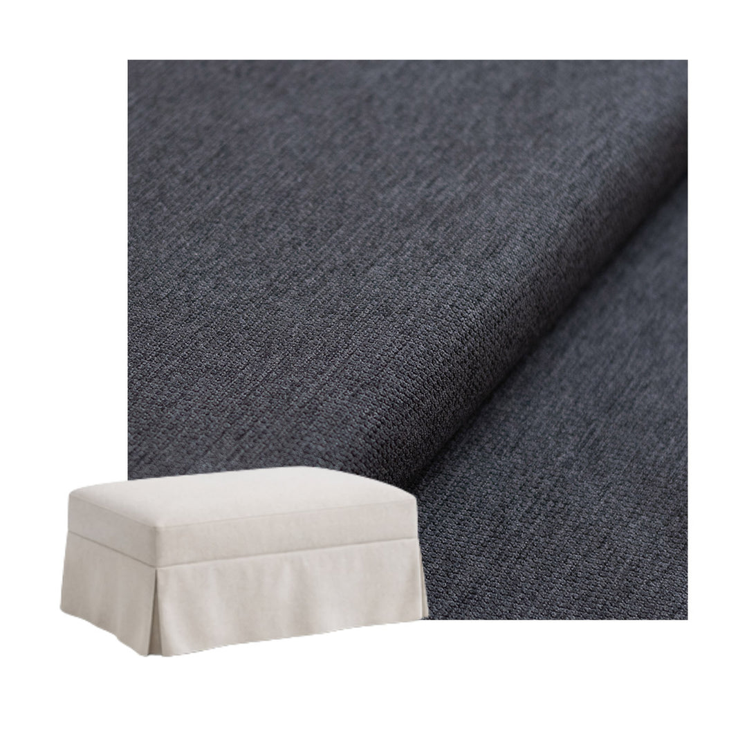 Ultra-soft Charcoal Chenille Custom Ottoman Slipcover
