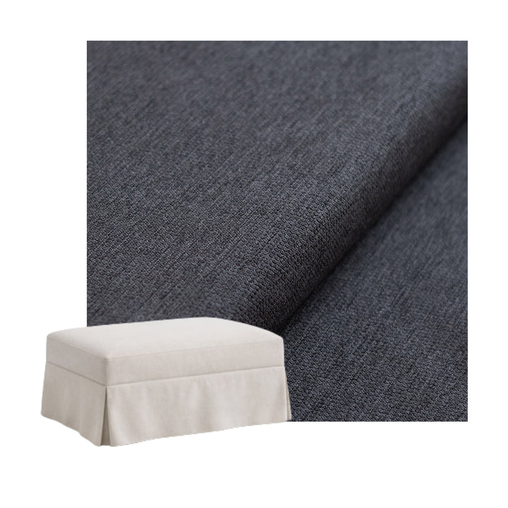 Ultra-soft Charcoal Chenille Custom Ottoman Slipcover