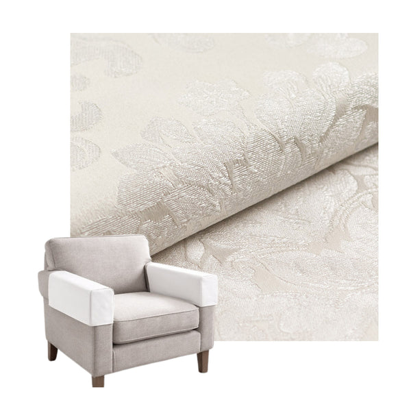 Off-White Damask Custom Armrest Cover